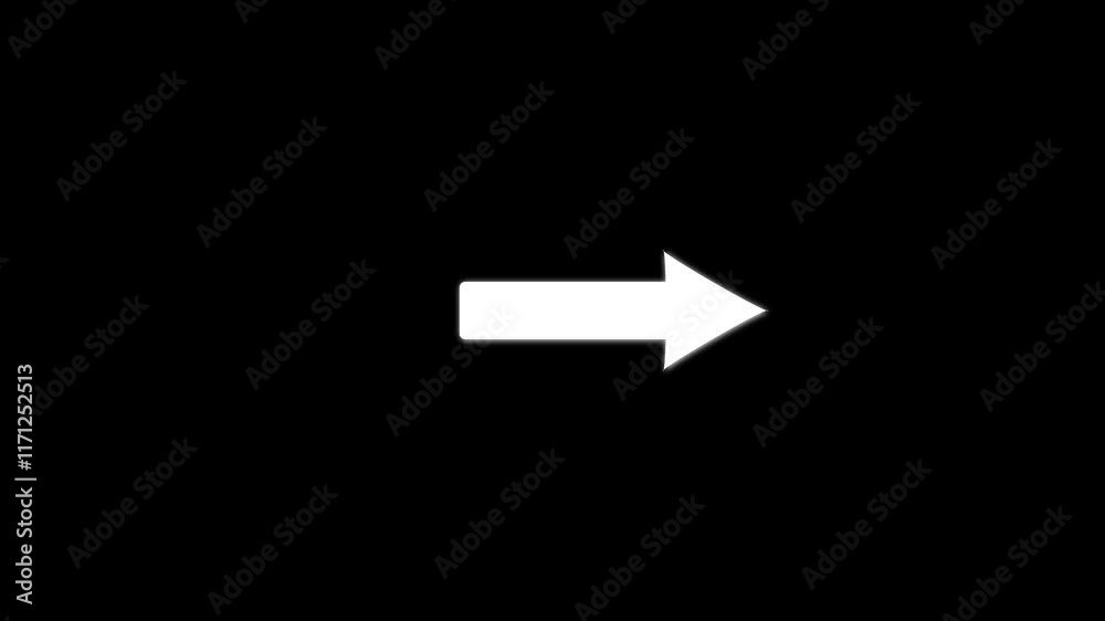 Arrow pointing right side animation.Right arrow for road direction.animated traffic directional arrows sign. Flashing direction indicators.