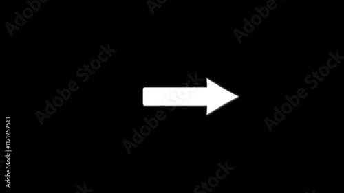 Arrow pointing right side animation.Right arrow for road direction.animated traffic directional arrows sign. Flashing direction indicators.