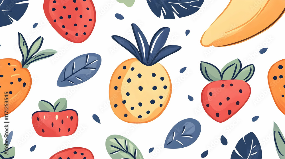 Tropical fruit pattern design, illustration, summer background, website template, digital print. Tropical fruit pattern design, illustration, summer background, website template, digital print.