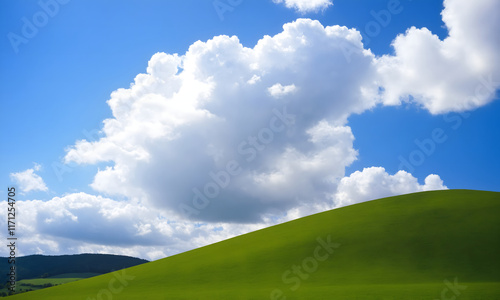 Picturesque Green Hills Under a Vibrant Blue Sky