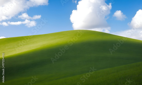 Tranquil Hills and Skies - Green Hills with White Clouds