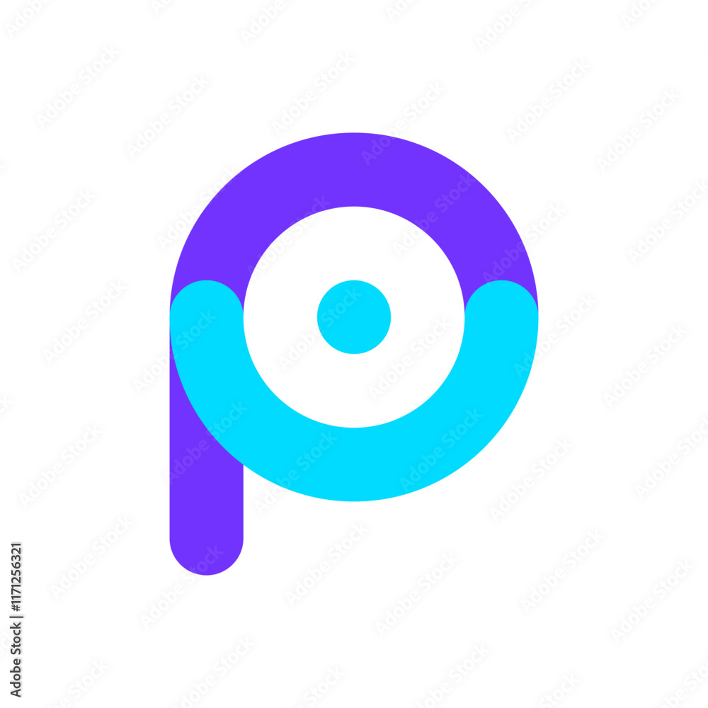 Letter P people simple colorful logo design Letter P people simple colorful logo design