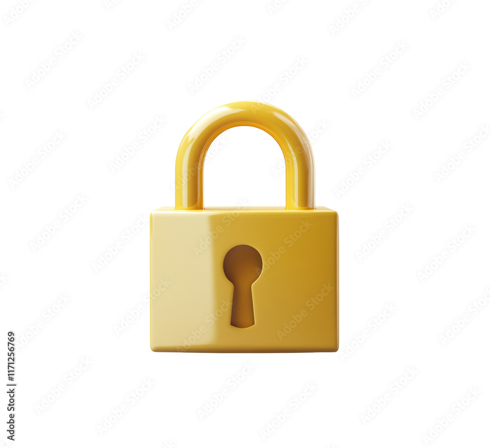 Yellow 3D padlock icon illustration with a smooth and glossy finish, representing security and protection in a modern digital style. Isolated on transparent background, png. Yellow 3D padlock icon illustration with a smooth and glossy finish, representing security and protection in a modern digital style. Isolated on transparent background, png.