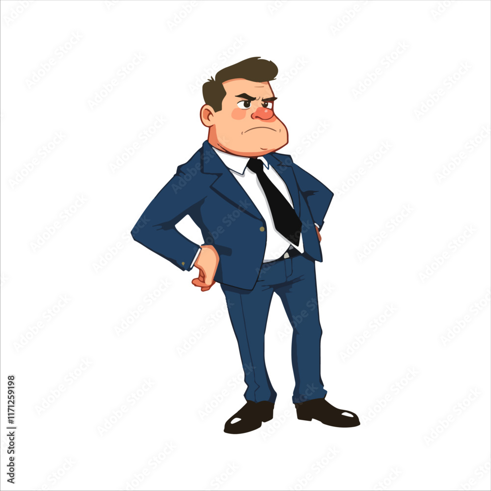 Angry businessman, a man in a suit and tie is upset or furious. vector isolated on white background Angry businessman, a man in a suit and tie is upset or furious. vector isolated on white background