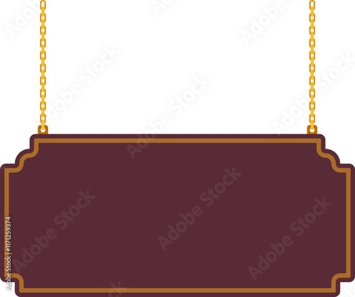 Illustration of a hanging sign board with blank copy space. Empty sign board for your design. 