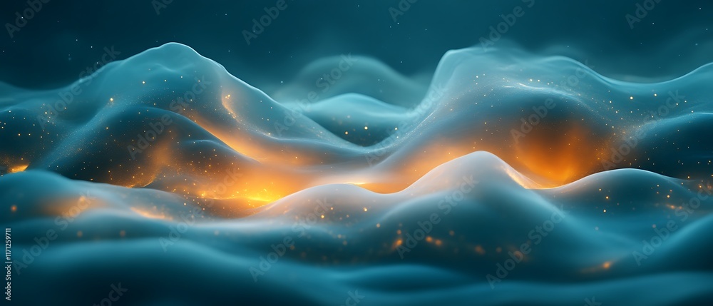Abstract glowing teal and orange waves. Abstract glowing teal and orange waves.