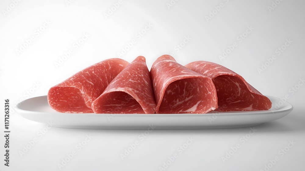 Delicious shabu beef and pork slices on white background high-quality food photography culinary art