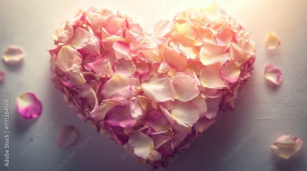 Obraz premium Heart-shaped petals arrangement for international women's day march 8 and mother's day celebrations - concept of love and appreciation