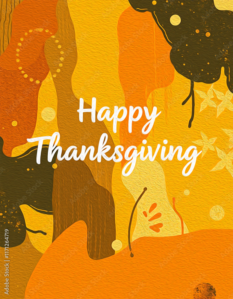 Naklejka premium Oil paint illustration. Printable Thanksgiving card design, pattern for cover, wallpaper, banner