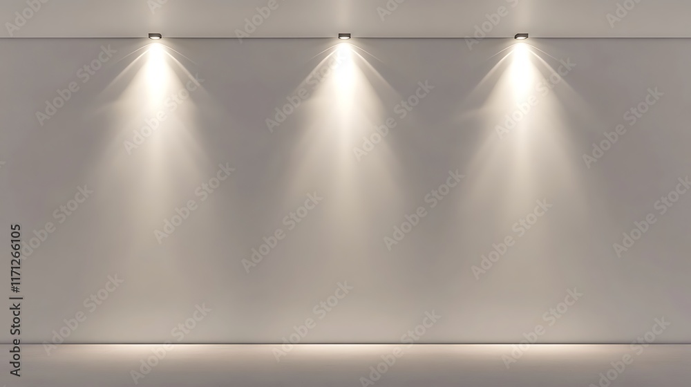 Obraz premium Illuminated wall background minimalistic lighting display in a blank space for modern aesthetic appeal
