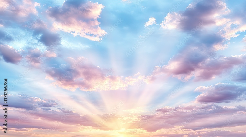 Obraz premium Pastel colors fill the sky as clouds create shapes, adding depth and a soothing effect, perfect for creative and inspiring projects