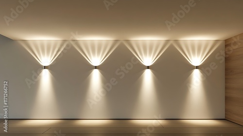 Elegant wall lighting design in modern interior blank background soft glow minimalistic space concept