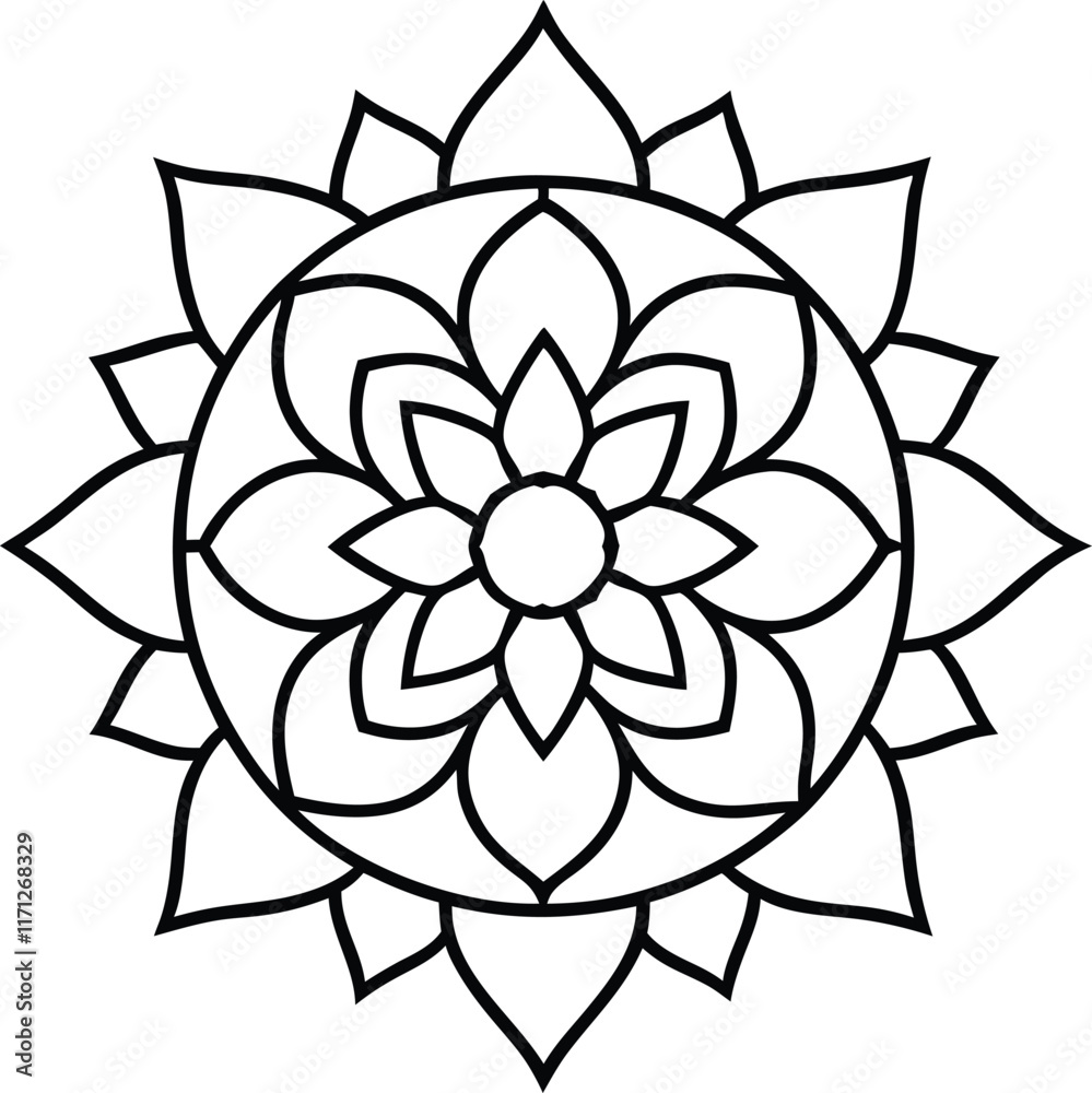 Coloring page line art flower mandala illustration Coloring page line art flower mandala illustration