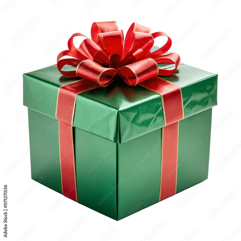Obraz premium Gift Box With Ribbon in Festive Color Combination Transparent Isolated Background
