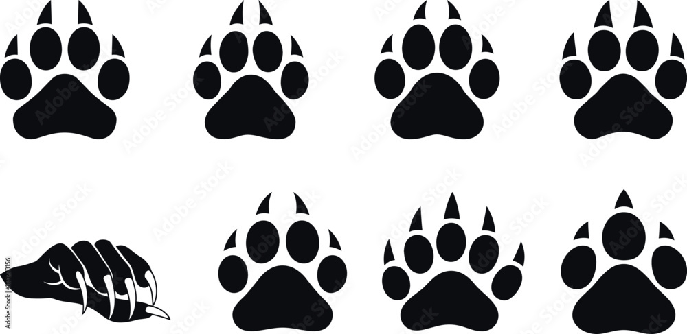 Minimalistic Fox Paw Silhouette Vector Illustration in Solid Black Isolated on White Background Minimalistic Fox Paw Silhouette Vector Illustration in Solid Black Isolated on White Background