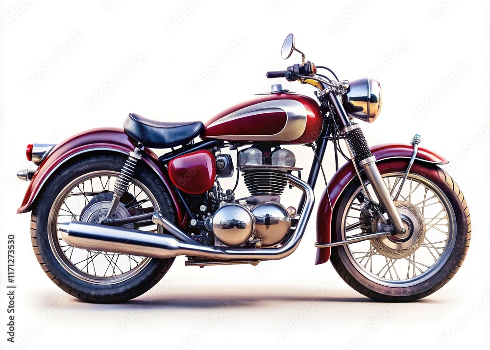Elegant British motorcycle, pristine white backdrop. Powerful, conceptual image. Elegant British motorcycle, pristine white backdrop. Powerful, conceptual image.