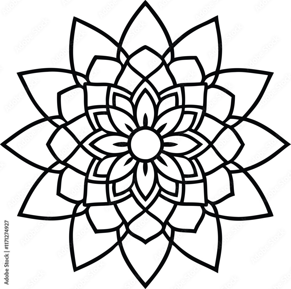 Coloring page line art flower mandala illustration Coloring page line art flower mandala illustration