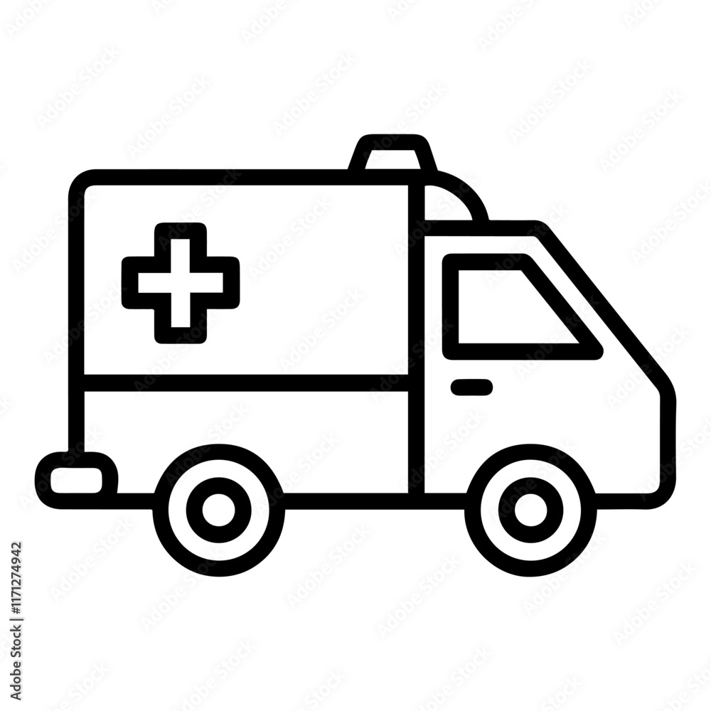 Ambulance Silhouette medicine van, care medic support. Ambulance Silhouette medicine van, care medic support.