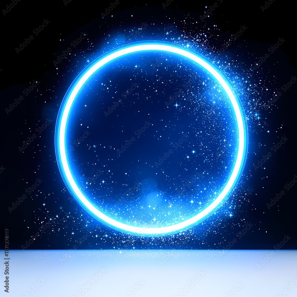 cosmic blue ring celestial glow design