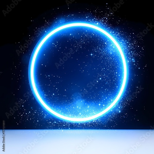 Obraz na płótnie cosmic blue ring celestial glow design w salonie