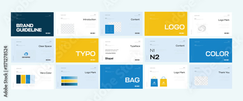 Brand guidelines templates, brand identity presentation, logotype presentations, logo guidelines for business, health, and mental health. vector eps 10