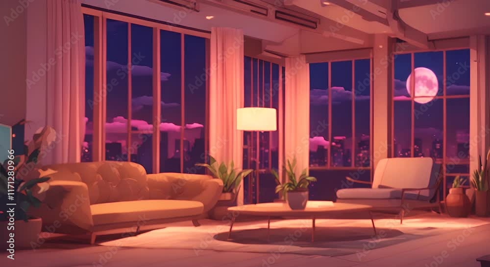 Animated virtual backgrounds wallpaper stream overlay loop cozy lo fi ...