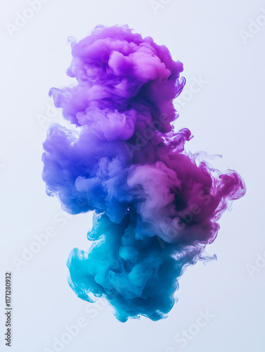 Blue mist mixed with purple Isolated on a white background.