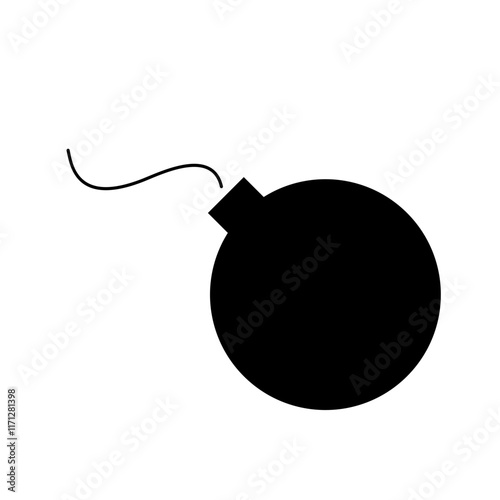 bomb with burning fuse isolated Black Simple