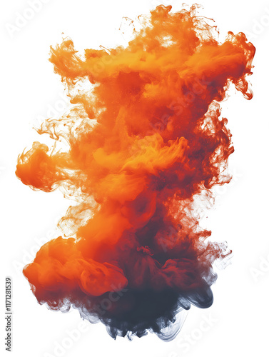 Orange and black mist orange and black clouds Isolated on a white background. Effects for content that include abstract orange and black dust explosions.