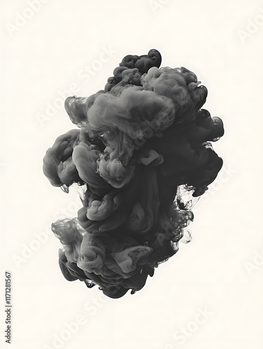 black or gray fog black or gray clouds Isolated on a white background. An effect for content that requires abstract black or gray dust explosions.