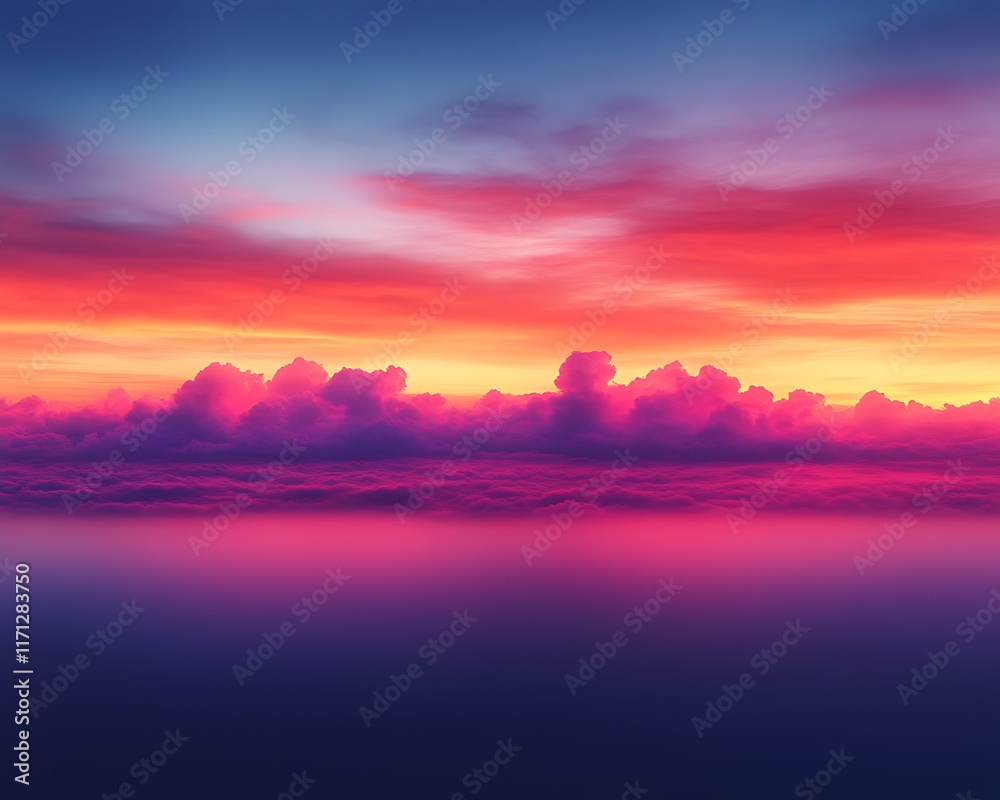 Vibrant sunset over a sea of clouds. (3)