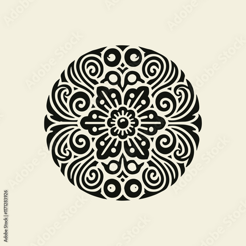 Chinese batik motif vector logo design, traditional Chinese batik