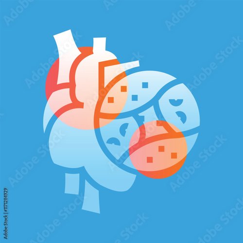 Infarct glassmorphism illustration. Transparency blur elements. Ui layered design.