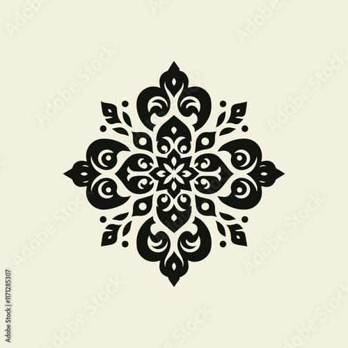 Chinese batik motif vector logo design, traditional Chinese batik