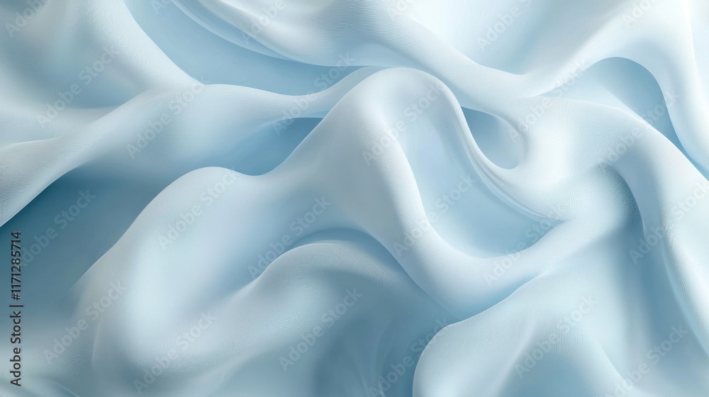 Obraz premium Abstract Light Blue Silk Drape: A Study in Smooth Curves and Gentle Light