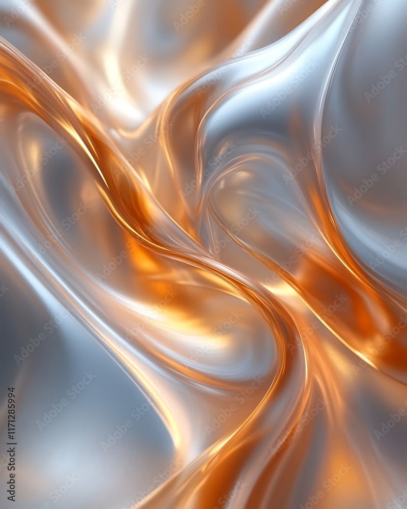 Obraz premium Abstract silver and gold liquid swirls.