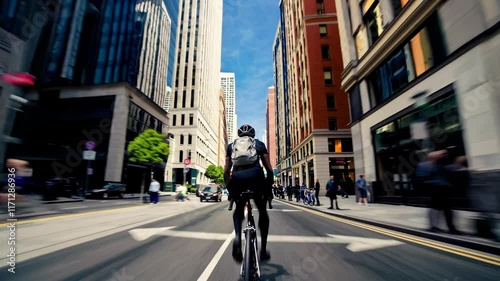 Wallpaper Mural Cyclist on Modern City Road Torontodigital.ca