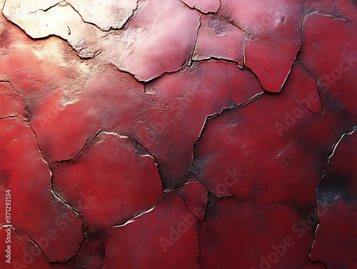 Cracked red textured surface. photo