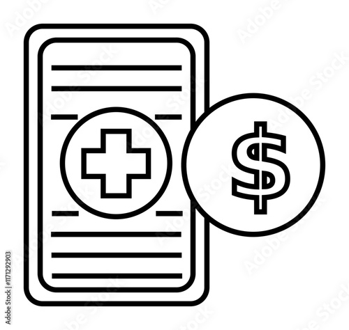 cost icon. outline icon style.  healthcare vector icon.