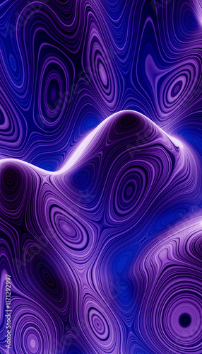 Hypnotic purple abstract waves in a 3D render photo