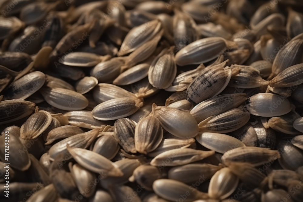 Close-up of sunflower seeds in natural light with intricate textures Close-up of sunflower seeds in natural light with intricate textures
