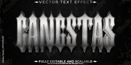 Gangsta editable text effect, editable metallic and hip-hop text style
