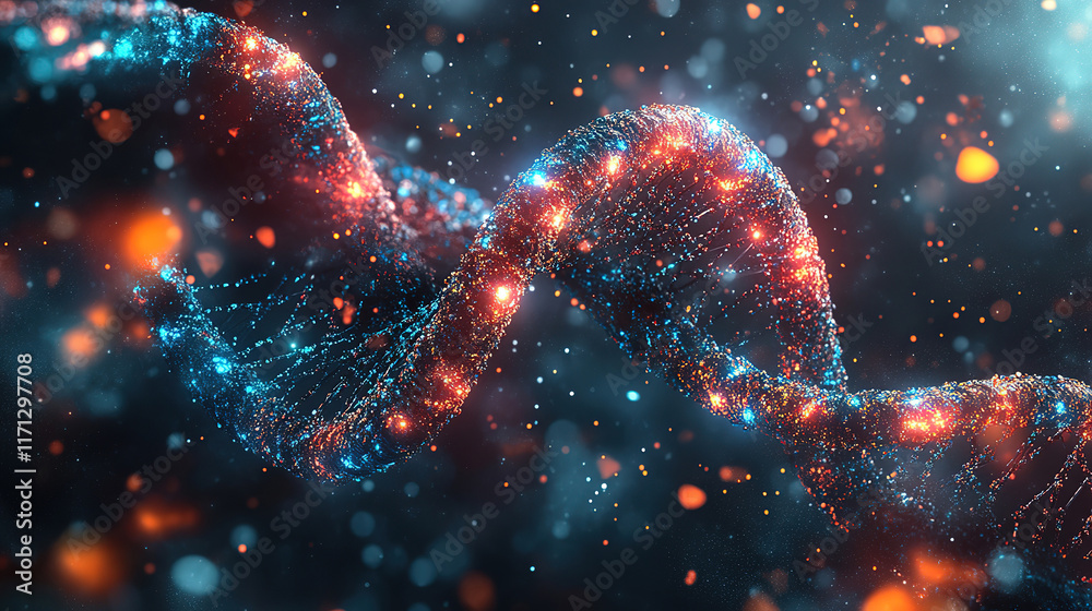 Obraz premium Abstract Visualization of DNA Technology in Medical and Scientific Futures