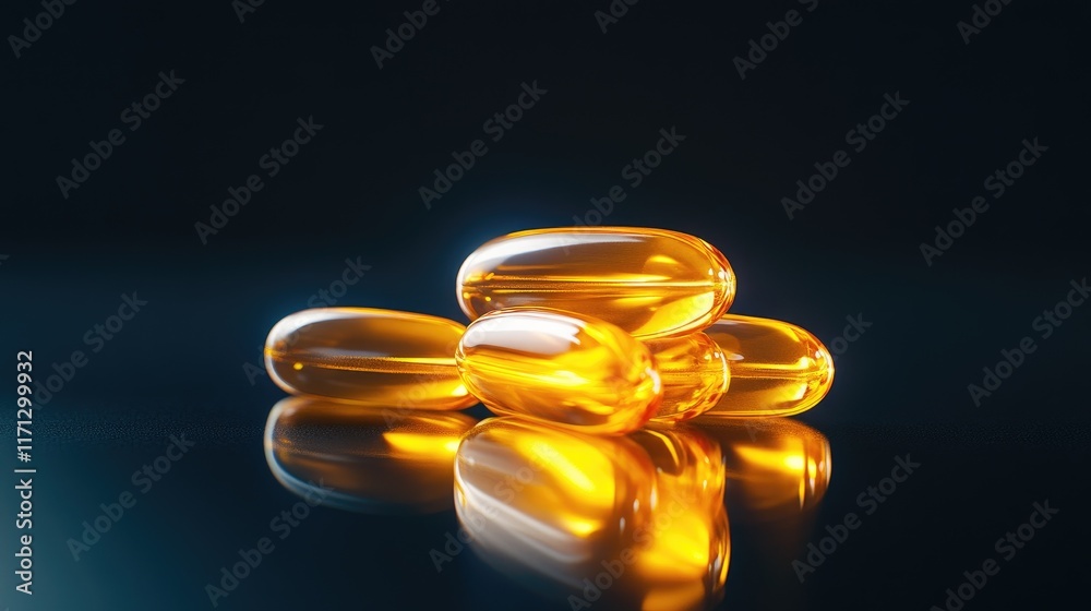 Close-Up Image of Transparent Fish Oil Capsules Close-Up Image of Transparent Fish Oil Capsules