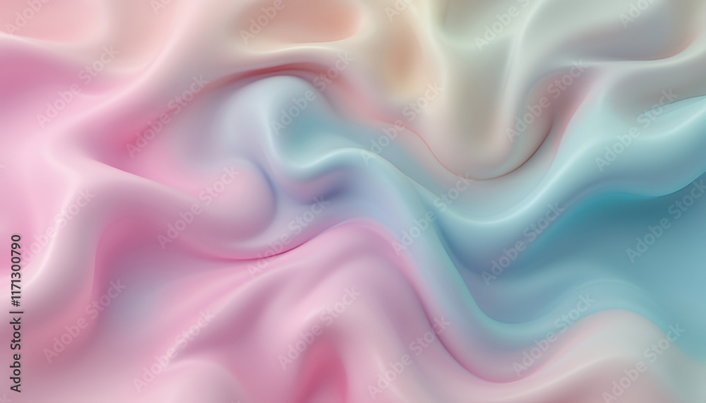 Fototapeta premium A Beautifully Soft Textured Fabric in Pastel Shades of Pink and Blue with Fluid Movement