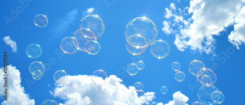 Bubbles Against Blue Sky