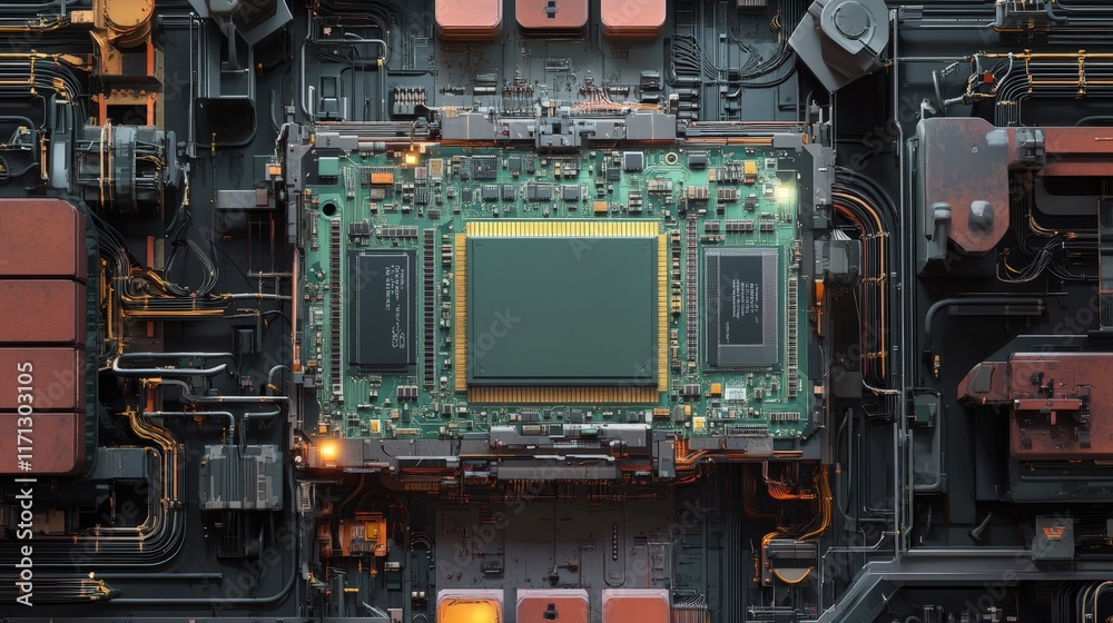 Fototapeta premium Advanced Computer System Motherboard Detailed View