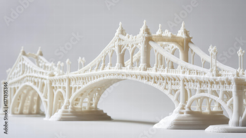 3D printed model of famous bridge showcasing intricate engineering details. This architectural marvel highlights beauty of design and modern technology in bridge construction