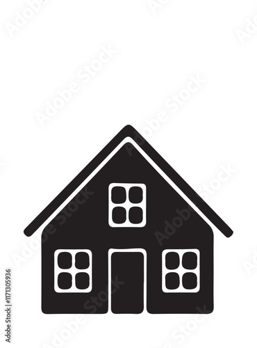 A sleek house icon on a white background representing home, architecture, and real estate, perfect for modern and professional designs.
