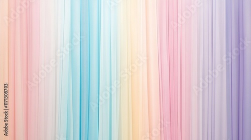 Pastel gradient fabric backdrop with soft vertical lines.